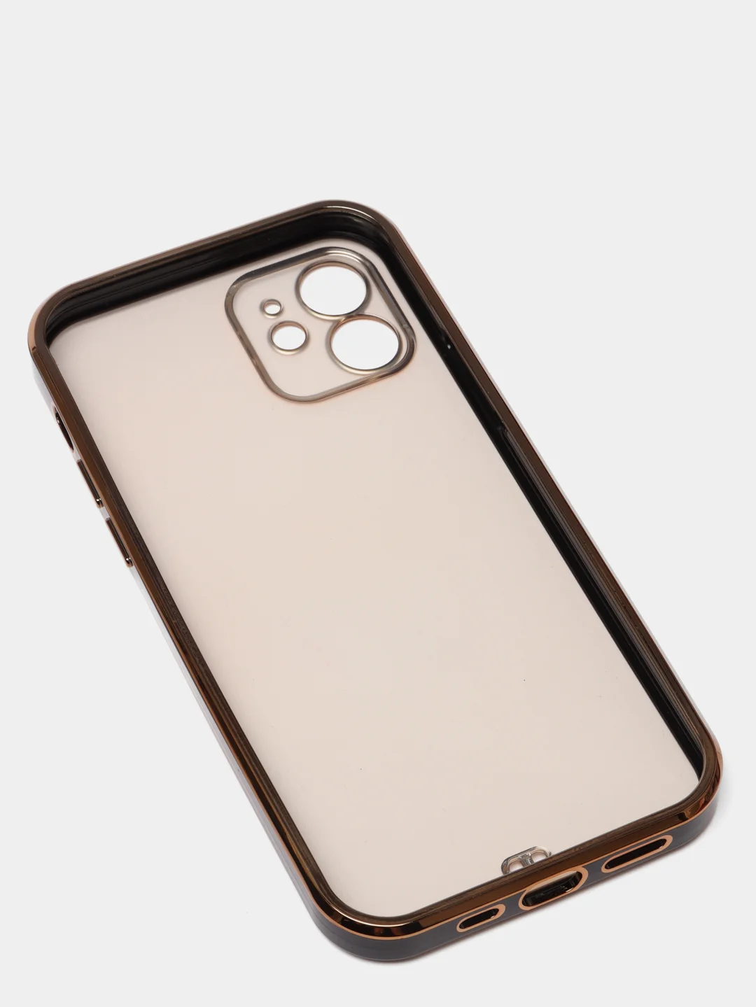 Черный чехол силиконовый с золотым ободком iPhone 12