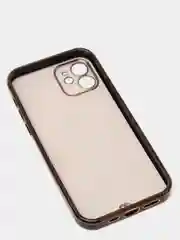 Черный чехол силиконовый с золотым ободком iPhone 12