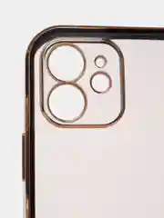 Черный чехол силиконовый с золотым ободком iPhone 12