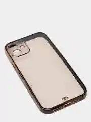 Черный чехол силиконовый с золотым ободком iPhone 12