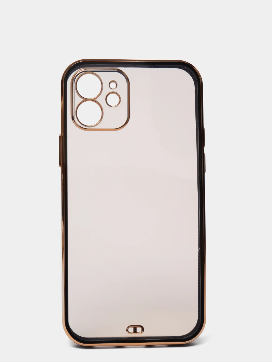 Черный чехол силиконовый с золотым ободком iPhone 12