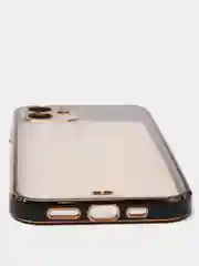 Черный чехол силиконовый с золотым ободком iPhone 12