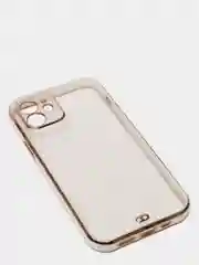 Белый чехол силиконовый с золотым ободком iPhone 12