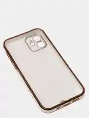 Белый чехол силиконовый с золотым ободком iPhone 12