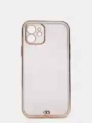 Белый чехол силиконовый с золотым ободком iPhone 12