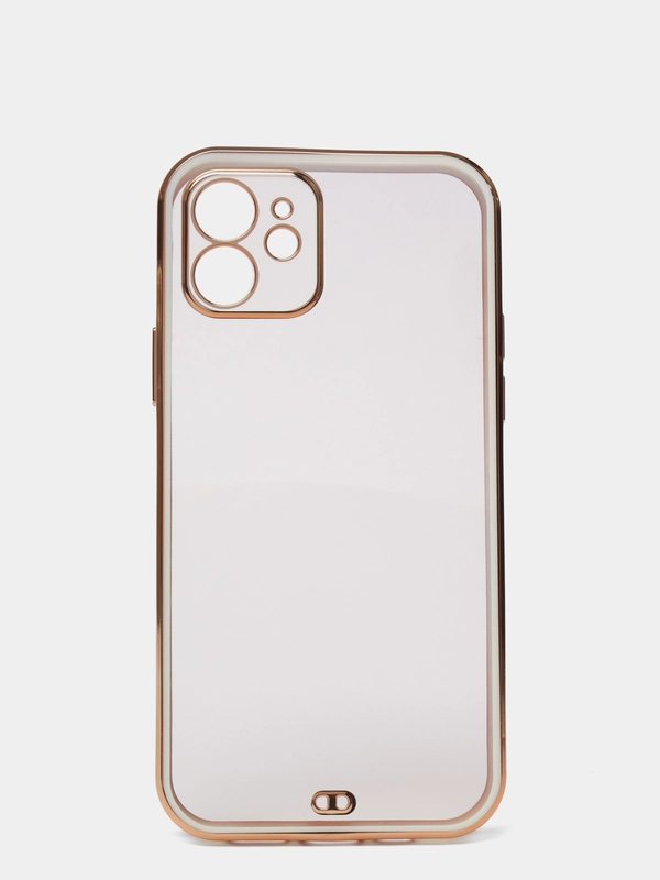 Чехол силиконовый с золотым ободком iPhone 12