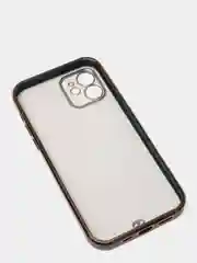 Зеленый чехол силиконовый с золотым ободком iPhone 12