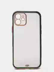 Зеленый чехол силиконовый с золотым ободком iPhone 12