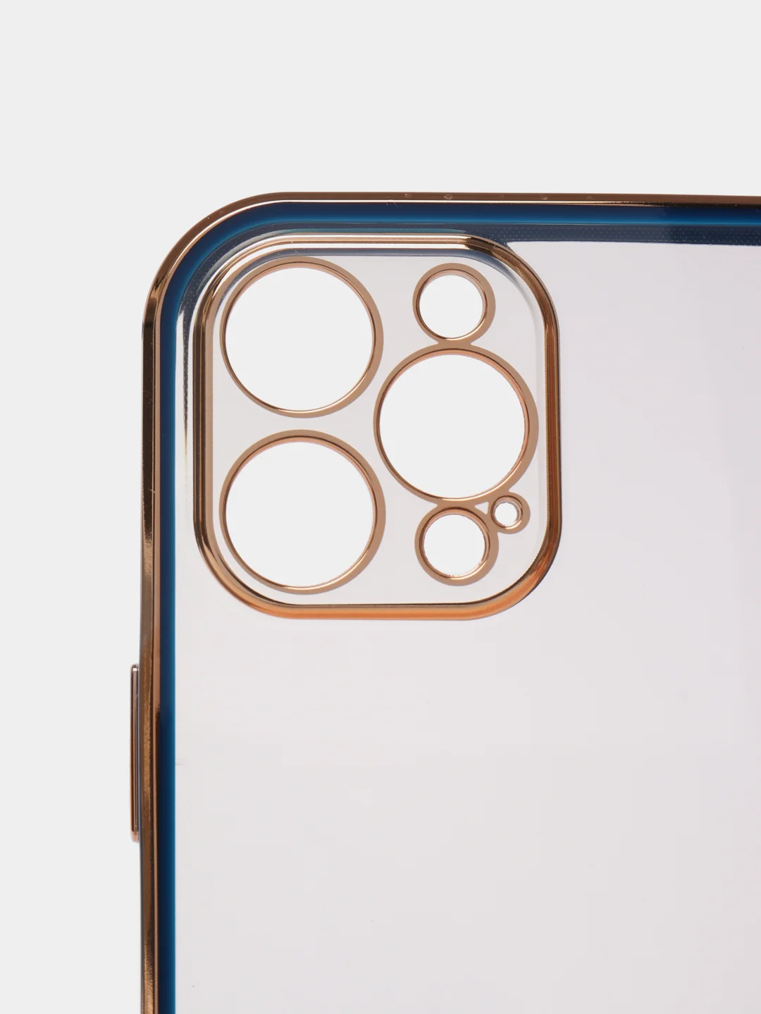 Синий чехол прозрачный с золотыми краями iPhone 12 Pro Max