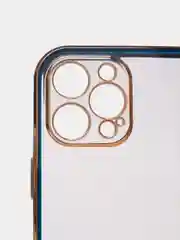 Синий чехол прозрачный с золотыми краями iPhone 12 Pro Max