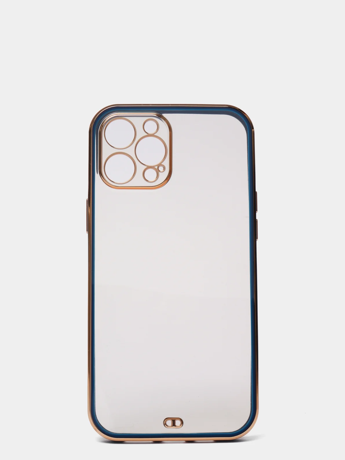 Синий чехол прозрачный с золотыми краями iPhone 12 Pro Max
