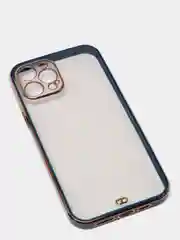 Синий чехол прозрачный с золотыми краями iPhone 12 Pro Max