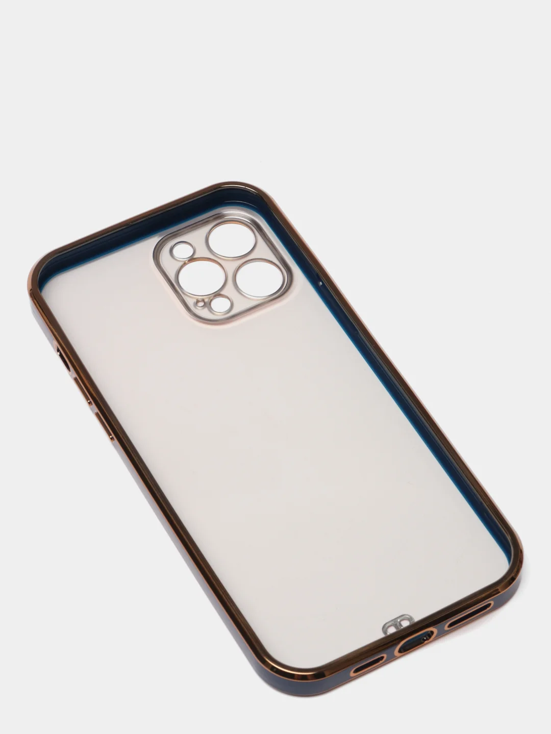 Синий чехол прозрачный с золотыми краями iPhone 12 Pro Max