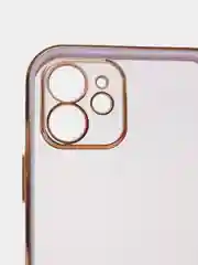 Сиреневый чехол силиконовый с золотым ободком iPhone 12