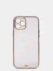 Сиреневый чехол прозрачный с золотыми краями iPhone 12 Pro Max