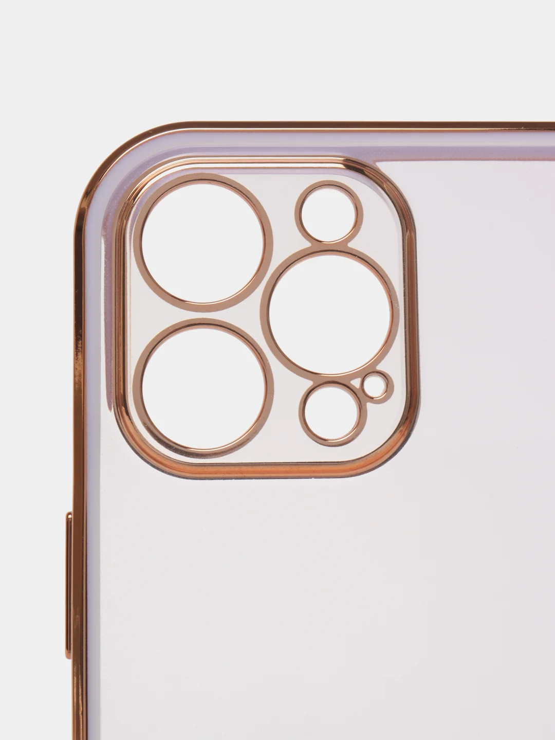 Сиреневый чехол прозрачный с золотыми краями iPhone 12 Pro Max