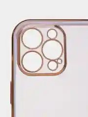 Сиреневый чехол прозрачный с золотыми краями iPhone 12 Pro Max