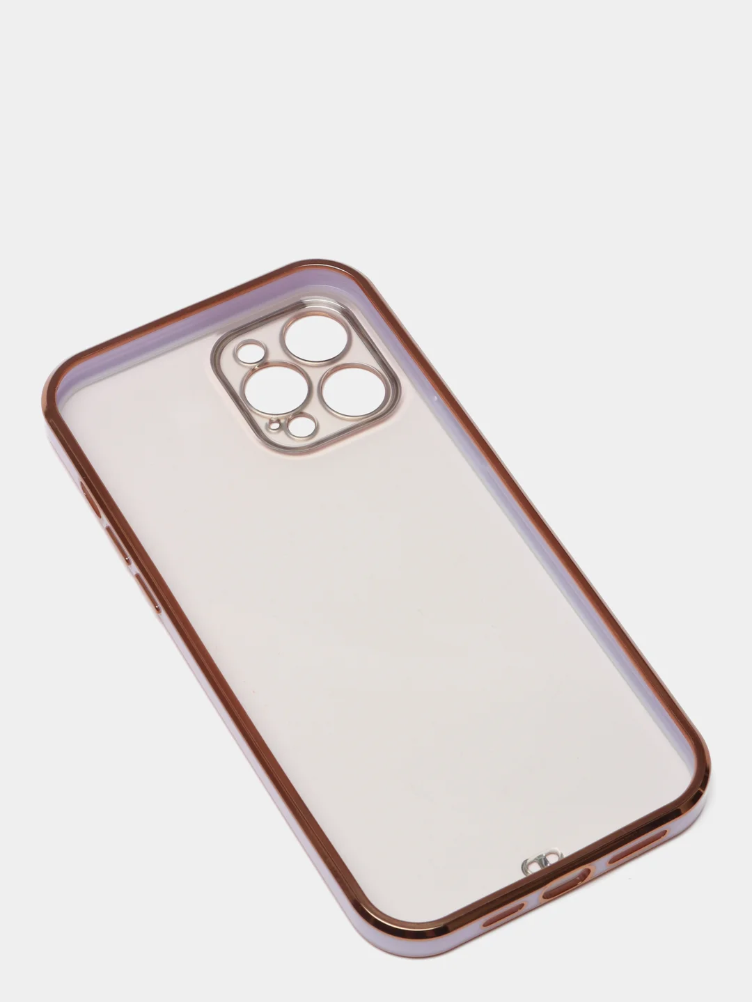 Сиреневый чехол прозрачный с золотыми краями iPhone 12 Pro Max