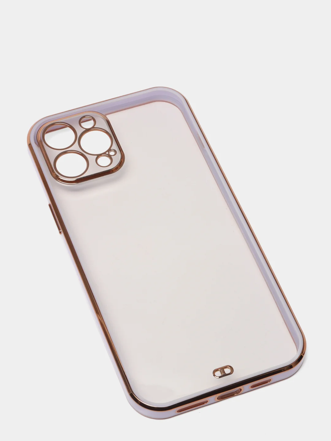 Сиреневый чехол прозрачный с золотыми краями iPhone 12 Pro Max