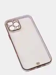 Сиреневый чехол прозрачный с золотыми краями iPhone 12 Pro Max