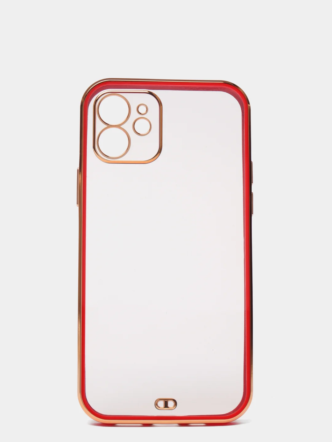 Красный чехол силиконовый с золотым ободком iPhone 12