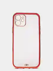 Красный чехол силиконовый с золотым ободком iPhone 12