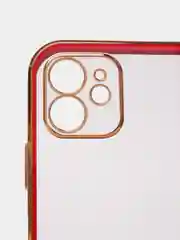 Красный чехол силиконовый с золотым ободком iPhone 12