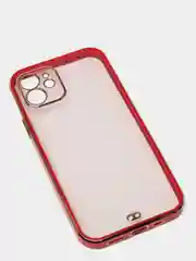 Красный чехол силиконовый с золотым ободком iPhone 12