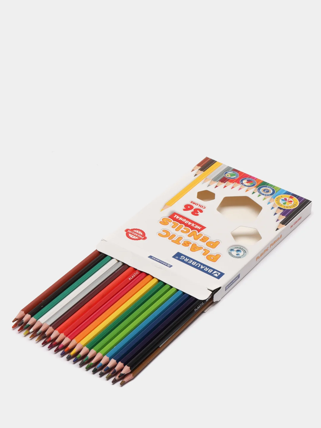 Карандаши цветные пластиковые BRAUBERG PREMIUM, 36 цветов, шестигранные