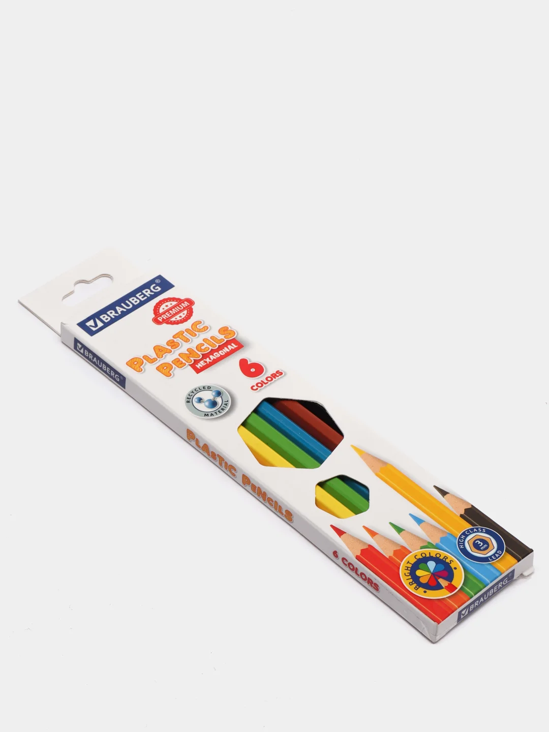 Карандаши цветные пластиковые Brauberg Premium, 6 цветов, шестигранные