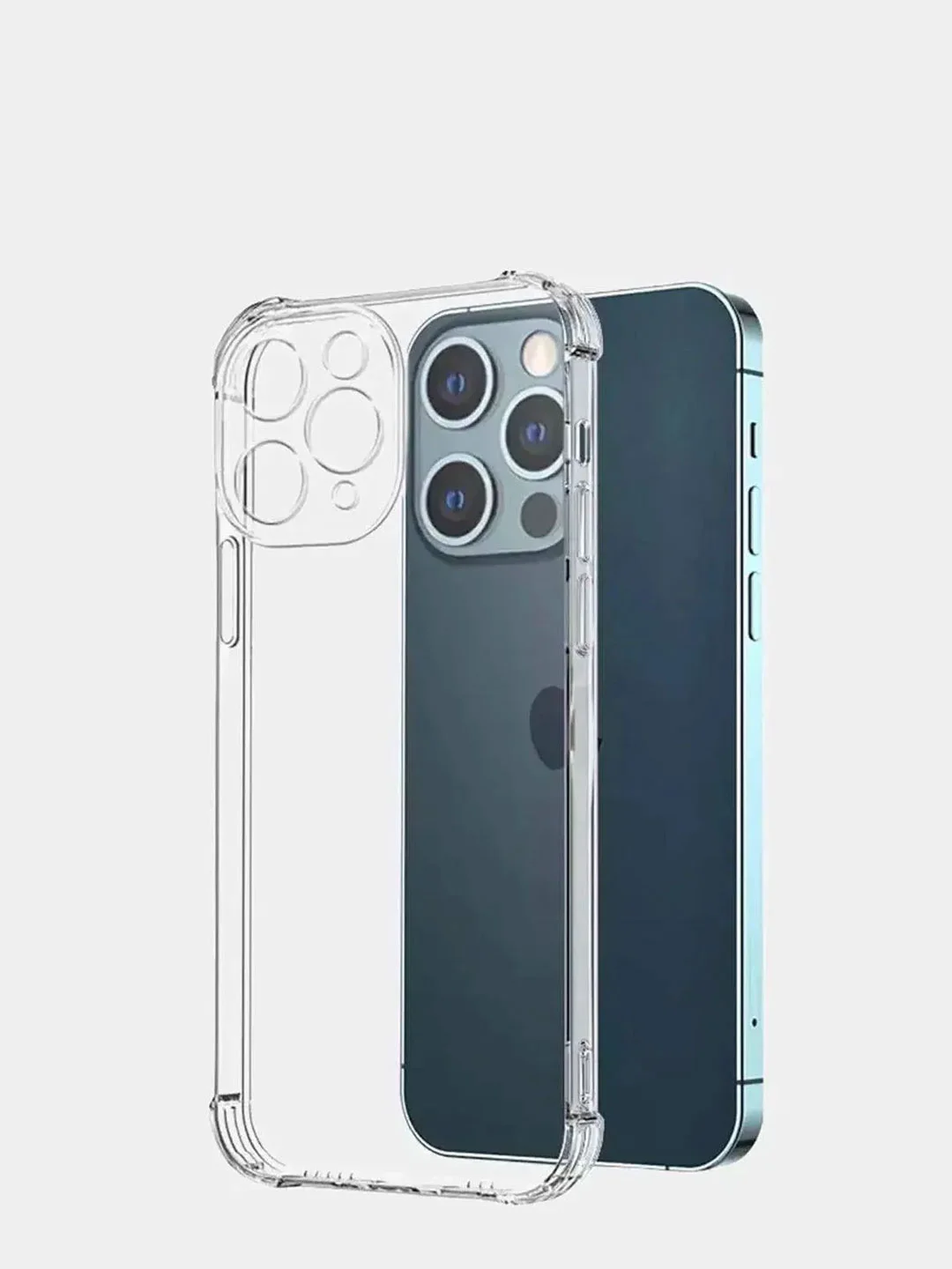 Чехол с защитой для iPhone (Айфон) 6s, 7, 8 Plus, SE, 20, X, XS, XR, 11 Pro Max, 12 Mini, 13, 14, прозрачный