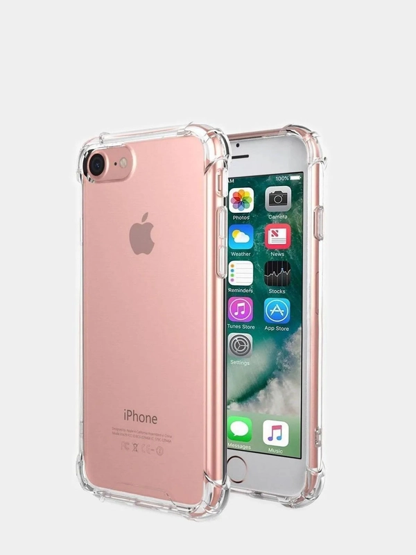 Чехол с защитой для iPhone (Айфон) 6s, 7, 8 Plus, SE, 20, X, XS, XR, 11 Pro Max, 12 Mini, 13, 14, прозрачный