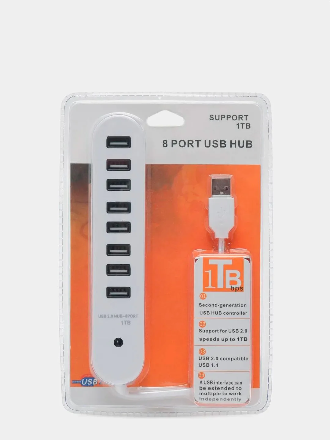 Черный адаптер переходник для ноутбука, разветвитель 8 USB, 2 цвета