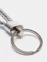Серебряный кожаный плетеный брелок для ключей