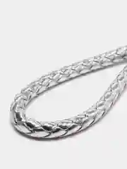 Серебряный кожаный плетеный брелок для ключей