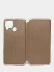Золотой чехол-книжка для Realme C12 Реалми С12 книжка с магнитным замком, карман для карты