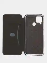 Черный чехол-книжка для Realme C12 Реалми С12 книжка с магнитным замком, карман для карты