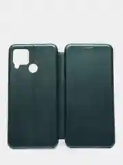 Золотой чехол-книжка для Realme C12 Реалми С12 книжка с магнитным замком, карман для карты