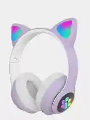 Лавандовый беспроводные Bluetooth наушники с кошачьими светящимися ушками Cat Ear