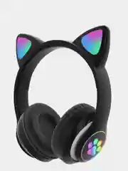 Черный беспроводные Bluetooth наушники с кошачьими светящимися ушками Cat Ear