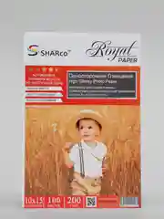 Фотобумага SHARco глянцевая 10х15, 200г/м2 100л