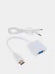 Белый адаптер HDMI to VGA, 20 см, переходник VGA на HDMI, кабель HDMI - VGA, конвертер HDMI - VGA