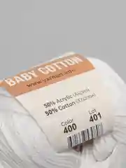 Белый пряжа YarnArt Baby Cotton, хлопок, акрил, 50 г, 165 м