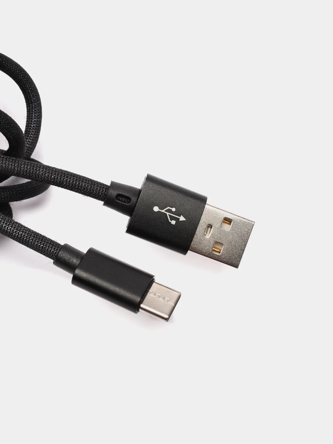Угольный кабель Type-C в нейлоновой оплетке 2А, быстрая зарядка, 4 размера