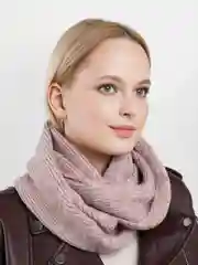 Коралловый меланж снуд вязаный, шерстяной в два оборота