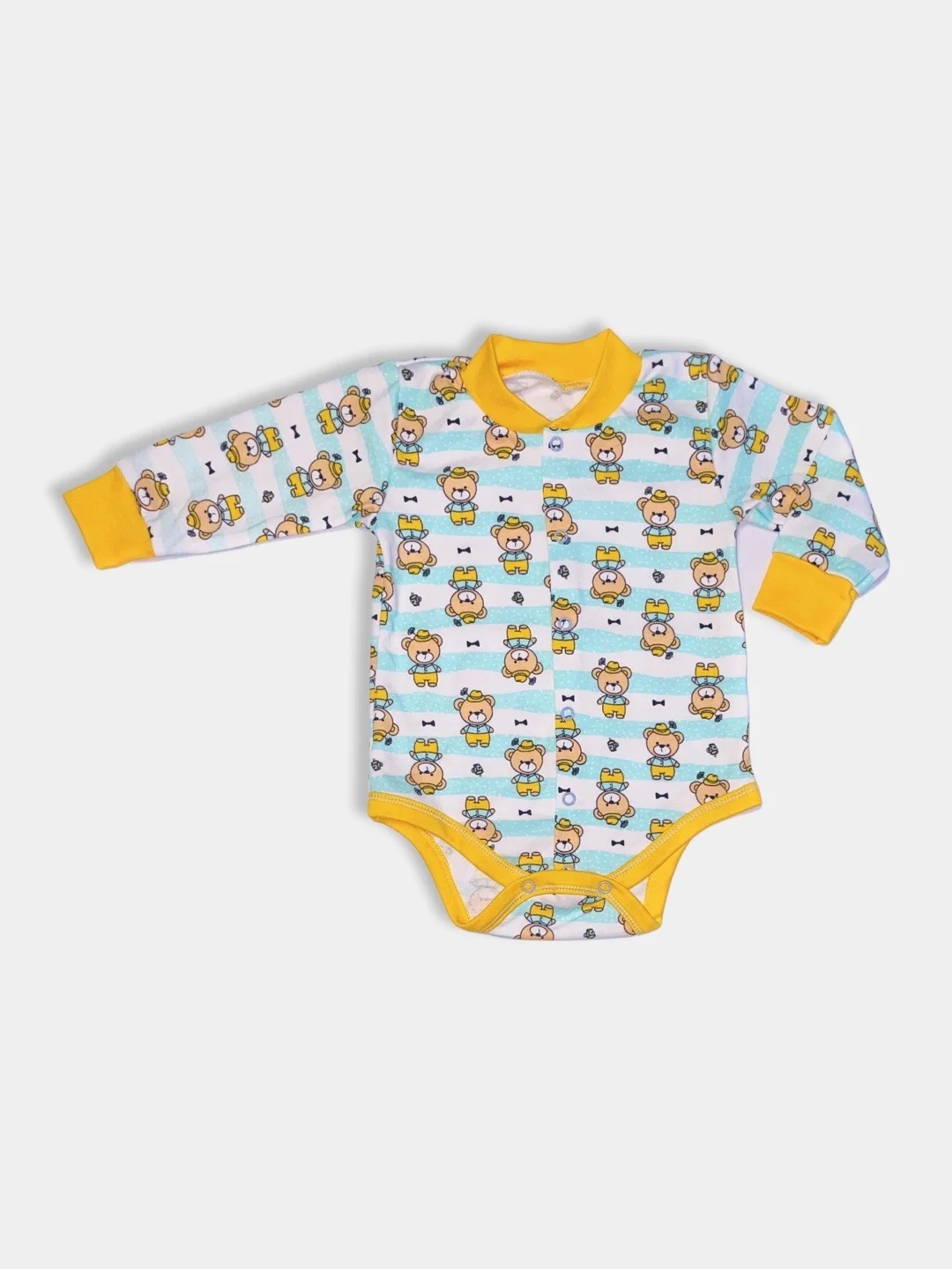 Желтый боди детское PolyWay Bear, для малыша, с длинным рукавом