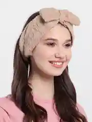 Молочный повязка на голову косметическая, плюшевая, с бантом