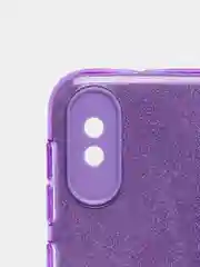 Фиолетовый чехол Samsung Galaxy A10 блестящий, Самсунг Галакси А10 с защитой камеры
