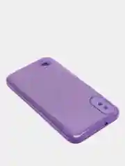 Фиолетовый чехол Samsung Galaxy A10 блестящий, Самсунг Галакси А10 с защитой камеры