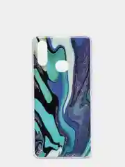 Бирюзовый чехол Samsung Galaxy A10s, Самсунг Галакси А10с силиконовый с мраморным рисунком